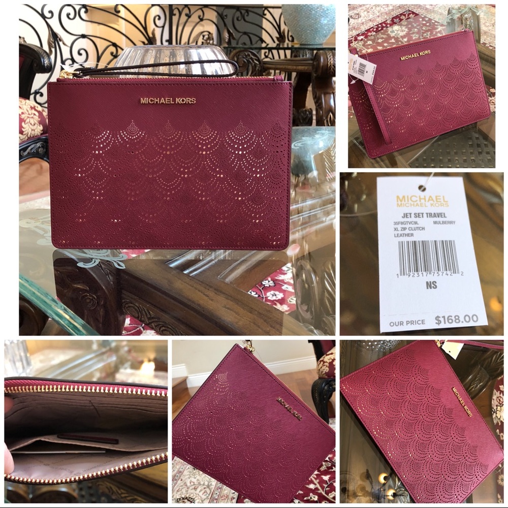 Michael Kors jet set travel perforated xl clutch - Picture 1 of 8